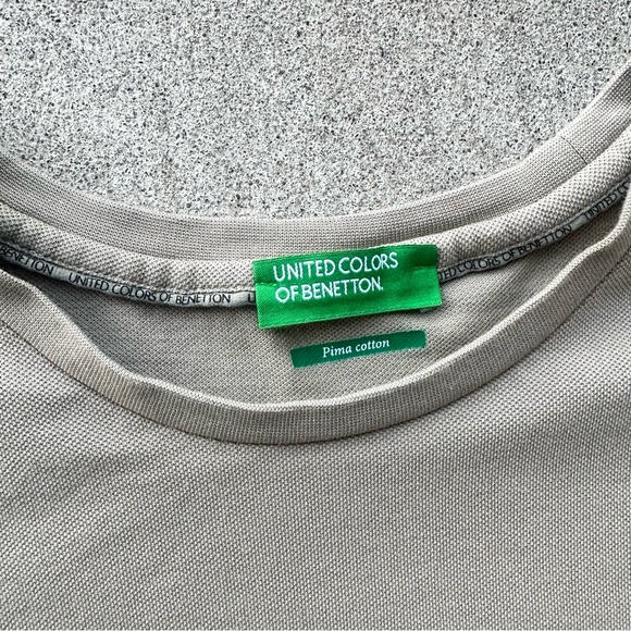 United Colors Of Benetton T Shirt Size XL Spell Out Graphic Tan - Picture 2 of 6